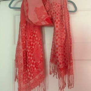 Elegant Red Patterned Scarf